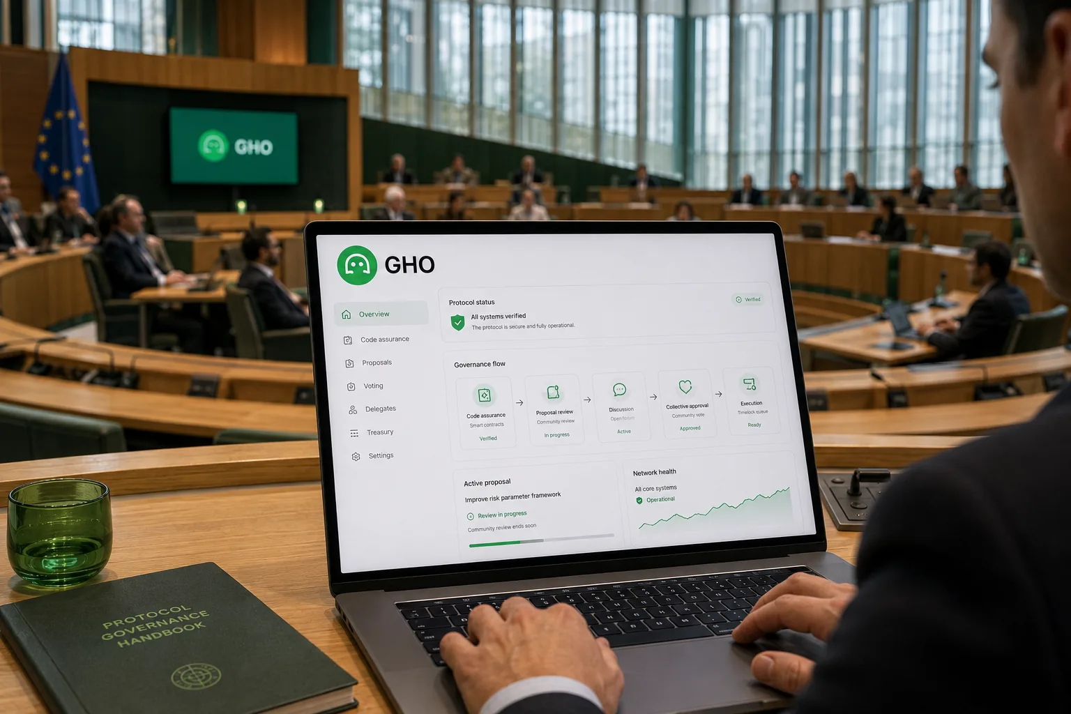 Photographie éditoriale illustrant « GHO (Aave) — Audits & Gouvernance »