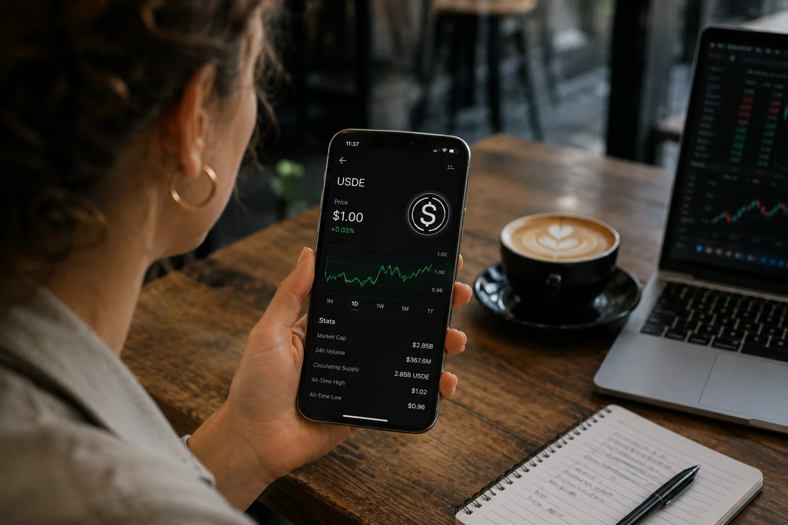 Photographie éditoriale illustrant « USDe (Ethena) — Introduction au stablecoin »