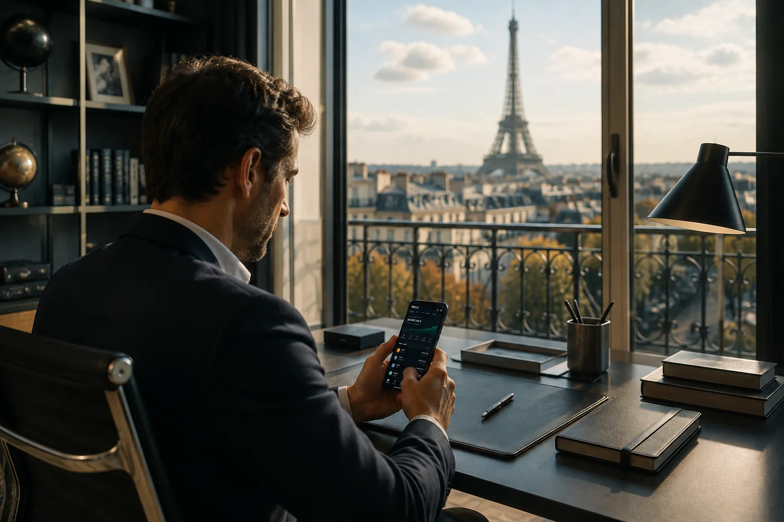Ordinateur portable montrant un compte Coinhouse vérifié devant la documentation réglementaire de l’AMF