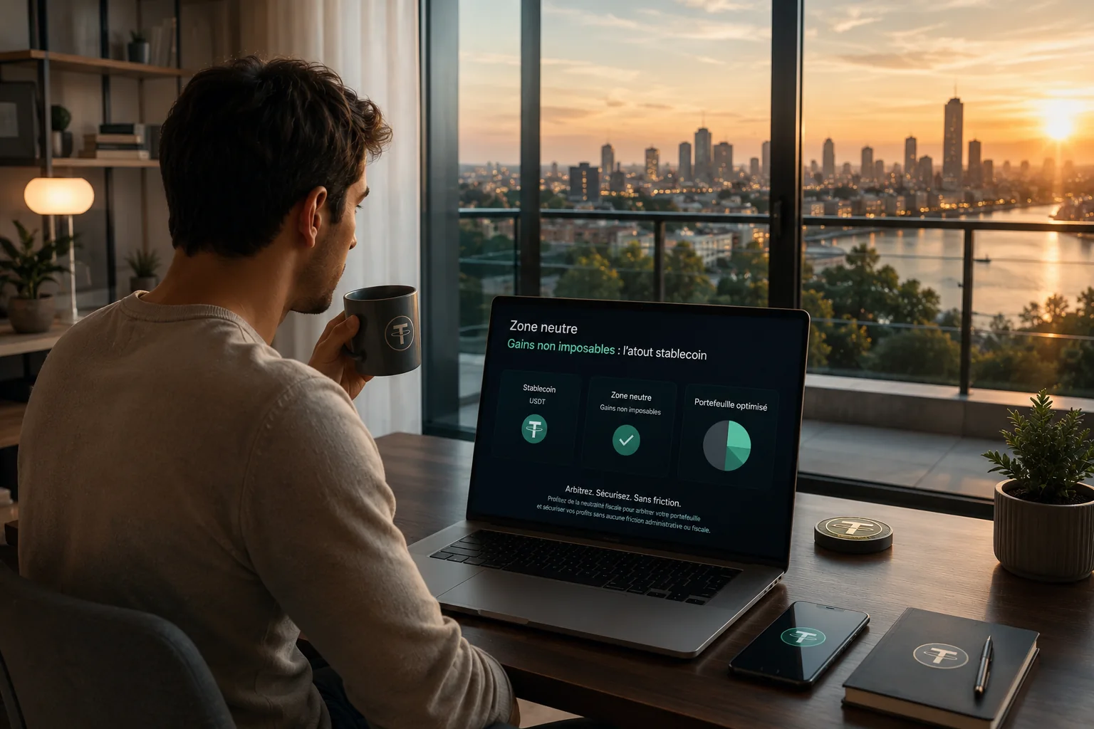 Une personne arbitre son portefeuille crypto vers des stablecoins