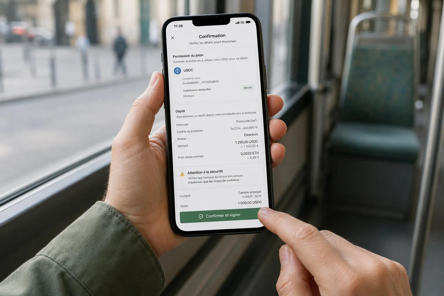Double processus de signature : approbation puis dépôt effectif sur Aave