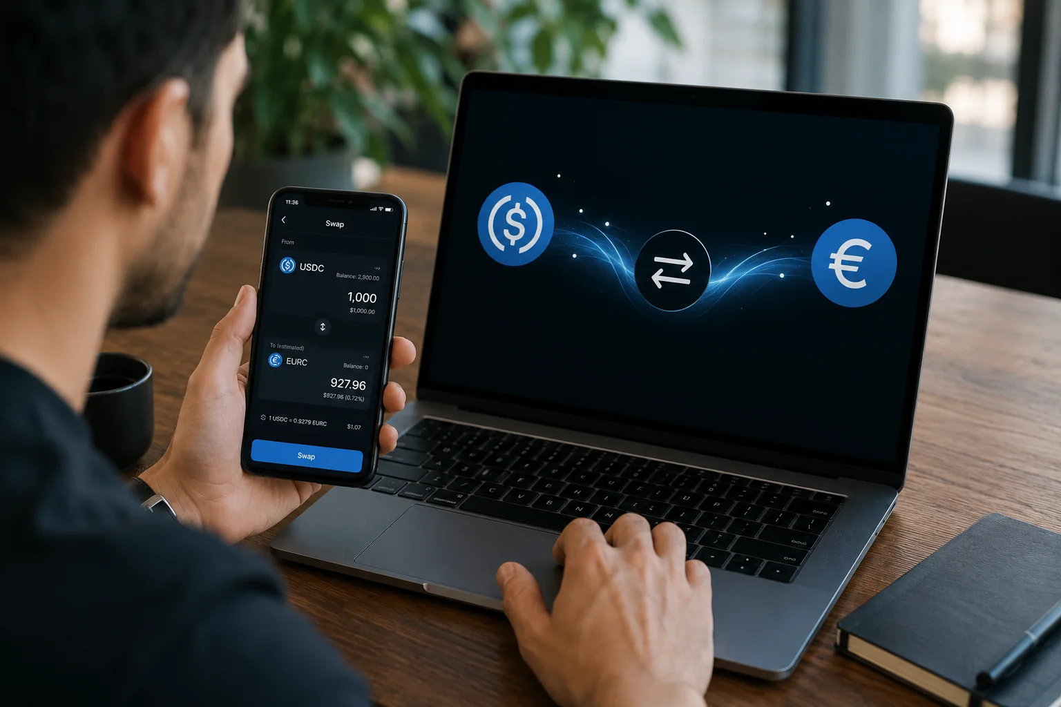 Échange de cryptomonnaies via un swap