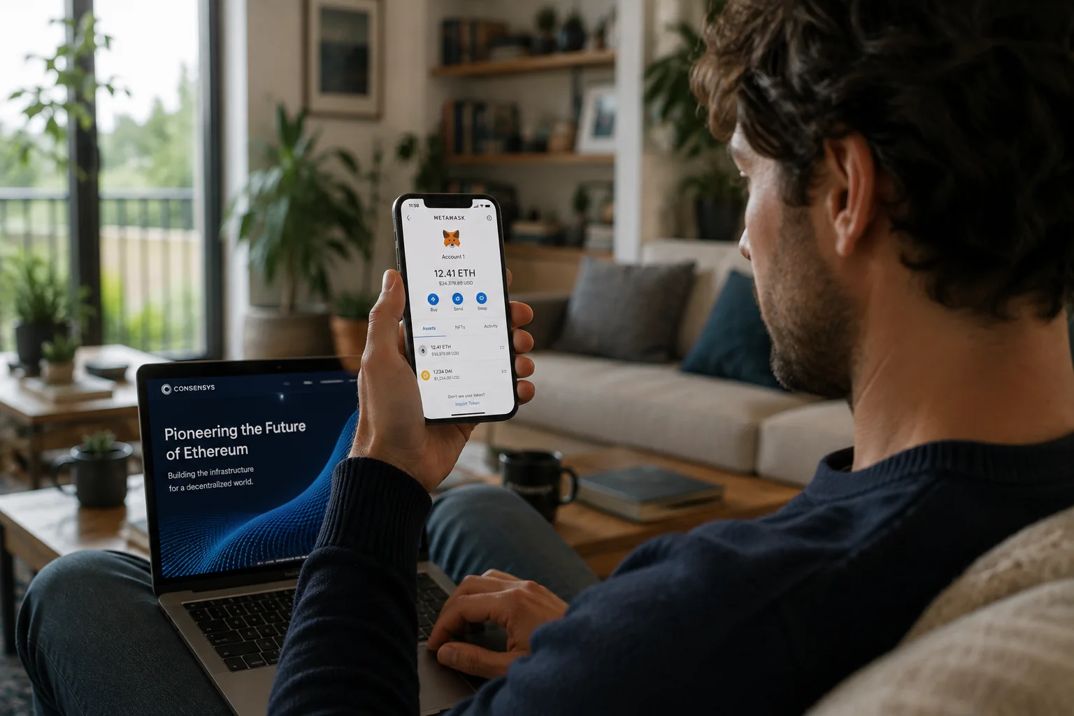 Moniteur affichant l’interface libre MetaMask dans un environnement de développement